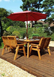 Charles Taylor Trading Eight Seater Square Table Set With Cushion - W250 X D250 X H98 - Fully Assembled - Burgundy - thumbnail 1