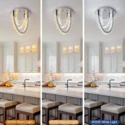 Silver Ceiling Light Led Ceiling Lamps Chandelier 3 Color Lights 30Cm - thumbnail 5