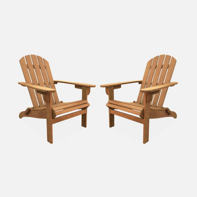 Sweeek - Pair Of Wooden Garden Deck Chairs Adirondack Salamanca X2 Natural 69X88.5X90 Cm - image 1