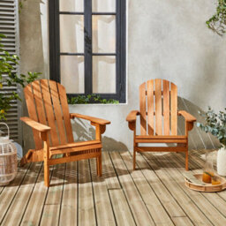 Sweeek - Pair Of Wooden Garden Deck Chairs Adirondack Salamanca X2 Natural 69X88.5X90 Cm - thumbnail 5