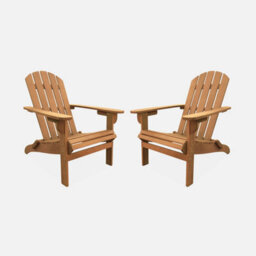 Sweeek - Pair Of Wooden Garden Deck Chairs Adirondack Salamanca X2 Natural 69X88.5X90 Cm
