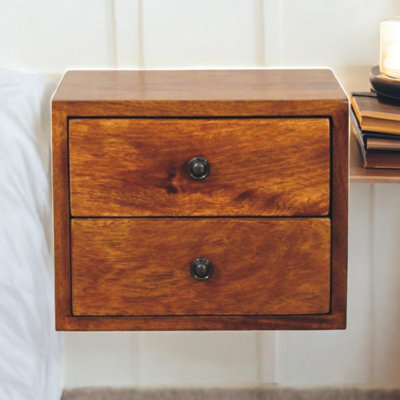 Artisan Furniture Solid Wood Solis 2-Drawer Chestnut Wall Mounted Nightstand, Brown - image 1