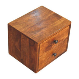 Artisan Furniture Solid Wood Solis 2-Drawer Chestnut Wall Mounted Nightstand, Brown - thumbnail 5