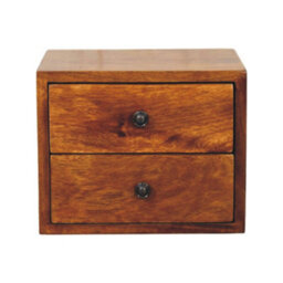 Artisan Furniture Solid Wood Solis 2-Drawer Chestnut Wall Mounted Nightstand, Brown - thumbnail 2