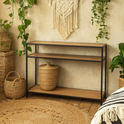 Wyld Haus El Paso Black Metal Console Table With Wild Oak Veneer, 2 Shelves - image 1