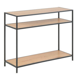 Wyld Haus El Paso Black Metal Console Table With Wild Oak Veneer, 2 Shelves - thumbnail 2