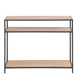 Wyld Haus El Paso Black Metal Console Table With Wild Oak Veneer, 2 Shelves - thumbnail 3