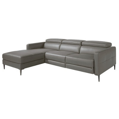 Angel Cerda Modern Left Chaise Longue Sofa In Dark Grey Leather - image 1