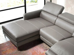 Angel Cerda Modern Left Chaise Longue Sofa In Dark Grey Leather - thumbnail 4