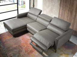 Angel Cerda Modern Left Chaise Longue Sofa In Dark Grey Leather - thumbnail 5