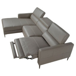 Angel Cerda Modern Left Chaise Longue Sofa In Dark Grey Leather - thumbnail 6