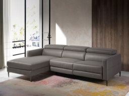 Angel Cerda Modern Left Chaise Longue Sofa In Dark Grey Leather - thumbnail 2