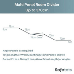Safetots Premium Extra Tall Room Divider, Up To 370Cm Wide, Black, 105Cm Tall, Multi Panel Barrier For Baby And Toddler - thumbnail 3