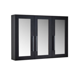 Homestylestore 900 X 650mm Black Grey Wall Mounted Mirrored Door Bathroom Cabinet And Chrome T Bar Handles