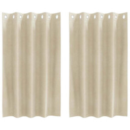 Berkfield Blackout Curtains With Eyelets 2 Pcs Cream Velvet - thumbnail 2