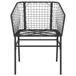 Berkfield Durable 5 Piece Garden Dining Set Black Poly Rattan Glass - thumbnail 5