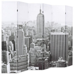 Berkfield Folding Room Divider 228X170 Cm New York By Day Black And White - thumbnail 2
