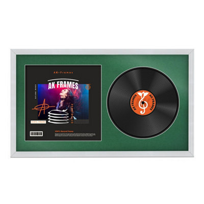 "30X17"" White Classic Vinyl Record Frame With Emerald Mount For 12 Inch Lp Album Cover & Disc - Ak Frames" - image 1