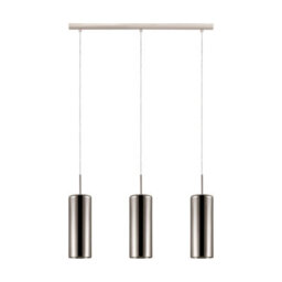 Satin Nickel Pendant Ceiling Light With Gold Glass Shade - Adjustable Height E27 Fixture - thumbnail 1