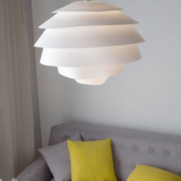 Beliani Pendant Lamp White Plastic Globe Mid-Century Modern Ceiling Light, W40 X H170Cm - thumbnail 1