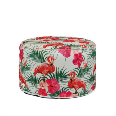 Gardenwize Home Garden Outdoor Picnic Flamingo Palm Print Inflatable Ottoman Stool Chair