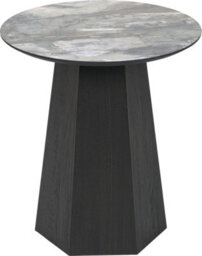 Pacific Lifestyle Jade Marble Effect Round Side Table With Dark Oak Geometric Base 50Cm, Myana - thumbnail 2