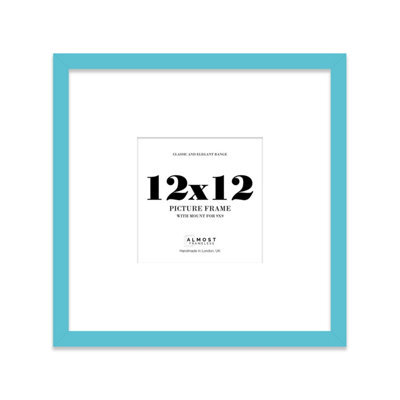 "12X12"" Turquoise Picture Frame - 12X12"" Square Frame With 9X9"" Mount For 12X12""/9X9"" Pictures Moderrn Style Thin Edge, 1 Pack" - image 1