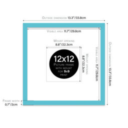 "12X12"" Turquoise Picture Frame - 12X12"" Square Frame With 9X9"" Mount For 12X12""/9X9"" Pictures Moderrn Style Thin Edge, 1 Pack" - thumbnail 2