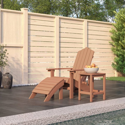 Berkfield Garden Adirondack Chair With Footstool & Table Hdpe Brown - image 1