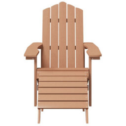 Berkfield Garden Adirondack Chair With Footstool & Table Hdpe Brown - thumbnail 4