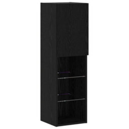 Berkfield 8 Piece Tv Wall Units With Led Black Oak Engineered Wood - thumbnail 8