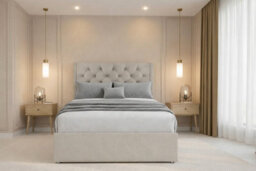 "Nexus Windsor Plush Divan, Cream, 54"" Winged Hb, No Drawers, Open Coil Mattress, Double" - thumbnail 2