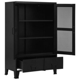 Berkfield Office Cabinet With Mesh Doors Industrial 75X40X120 Cm Steel - thumbnail 2
