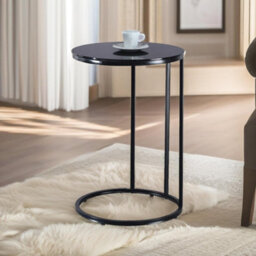 Pirlo Plush C Shaped Side Table Chrome Black Living Room Furniture - thumbnail 3
