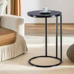 Pirlo Plush C Shaped Side Table Chrome Black Living Room Furniture - thumbnail 2