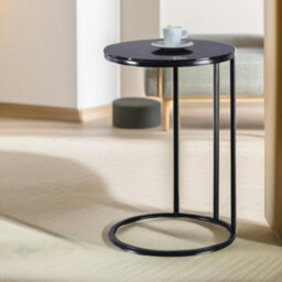 Pirlo Plush C Shaped Side Table Chrome Black Living Room Furniture - thumbnail 4