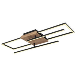Luminosa Lighting Luminosa Kendra 80X20Cm Integrated Led Semi Flush Ceiling Light Matt Black 2X Led 3000K - thumbnail 1