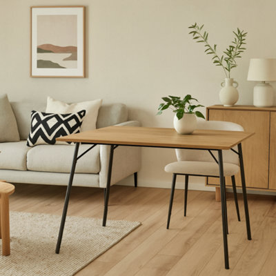 Wyld Haus Lagos 120Cm 4-Seater Rectangular Wild Oak Dining Table With Black Metal Legs - image 1