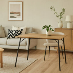 Wyld Haus Lagos 120Cm 4-Seater Rectangular Wild Oak Dining Table With Black Metal Legs - thumbnail 1