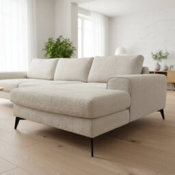 Abakus Direct Venice Chenille Corner Sofa In White Right Facing With Deep Seats And Extra-Wide Padded Arms - thumbnail 3