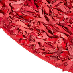 Homescapes Dallas Leather Shaggy Rug Red, 150 Cm Round - thumbnail 3