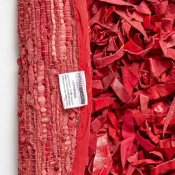 Homescapes Dallas Leather Shaggy Rug Red, 150 Cm Round - thumbnail 5