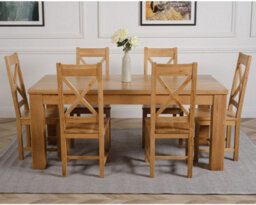 That's Furniture Dakota 182 X 92 Cm Chunky Oak Large Dining Table And 6 Chairs Dining Set With Berkeley Chairs - thumbnail 2
