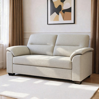 Tivoli 2 Seater Pull-Out Sofa Bed In Luxury Boucle Woven Fabric Oatmeal - image 1
