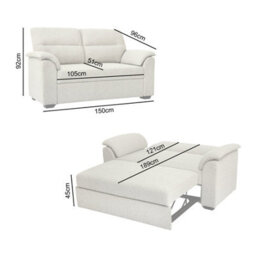Tivoli 2 Seater Pull-Out Sofa Bed In Luxury Boucle Woven Fabric Oatmeal - thumbnail 2