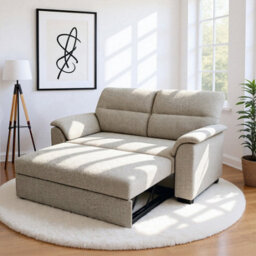 Tivoli 2 Seater Pull-Out Sofa Bed In Luxury Boucle Woven Fabric Oatmeal - thumbnail 3