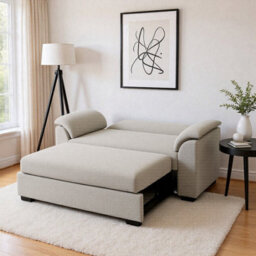 Tivoli 2 Seater Pull-Out Sofa Bed In Luxury Boucle Woven Fabric Oatmeal - thumbnail 4