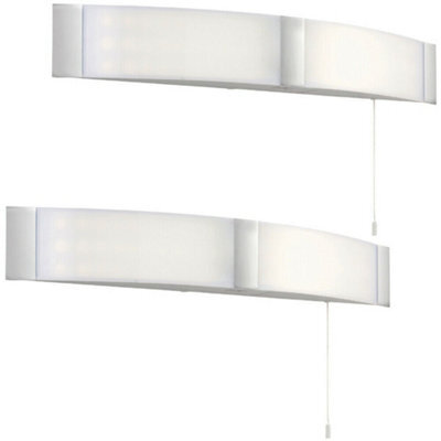 2 Pack Led Bathroom Wall Light 2X 6W Cool White Ip44 Curved Chrome Mirror Lamp - image 1