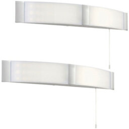2 Pack Led Bathroom Wall Light 2X 6W Cool White Ip44 Curved Chrome Mirror Lamp - thumbnail 1
