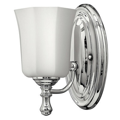 Elegant Ip44 Wall Light With Faceted Glass Shade And Polished Chrome Finish - image 1